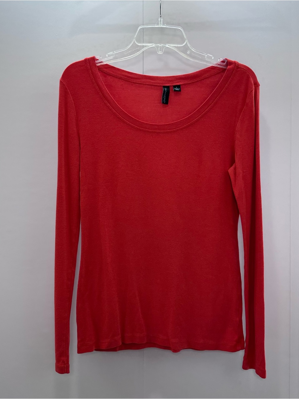Cynthia Rowley Red Scoop Neck Long Sleeve Top